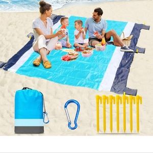Beach Blanket Never opened pkg., Sandproof Beach Mat, Large 79" X33" for 4